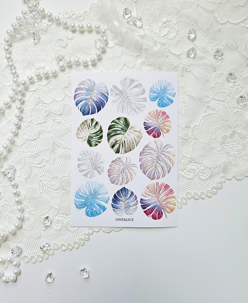 夏日龟背芋纸 - 贴纸 - 纸 