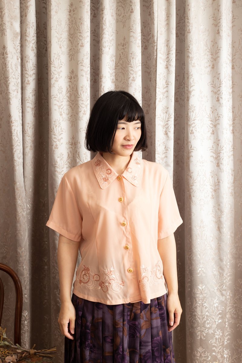 雪纺衬衫 古着【初恋贩卖所】Vintage 花衬衫 A752 - 女装衬衫 - 其他人造纤维 