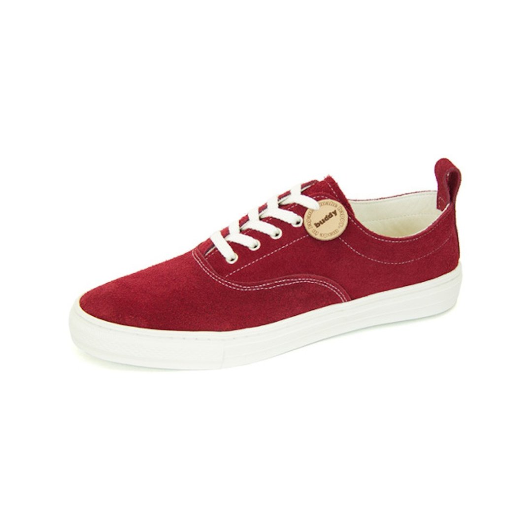 Dachshund Low Wine / wine leather sneakers - 女款运动鞋/球鞋 - 真皮 红色