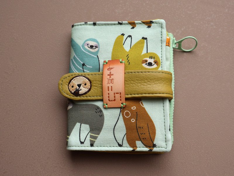 【fabric wallet】树懒 布短夹/中短夹 - 皮夹/钱包 - 棉．麻 绿色