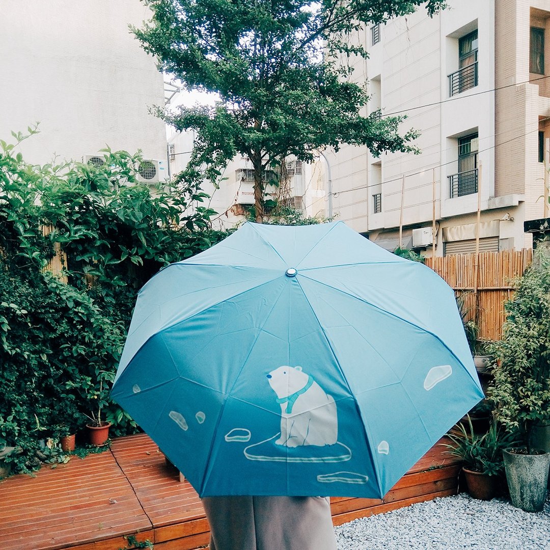 《KerKerland》孤单北极熊☉自动折伞 - 雨伞/雨衣 - 聚酯纤维 蓝色