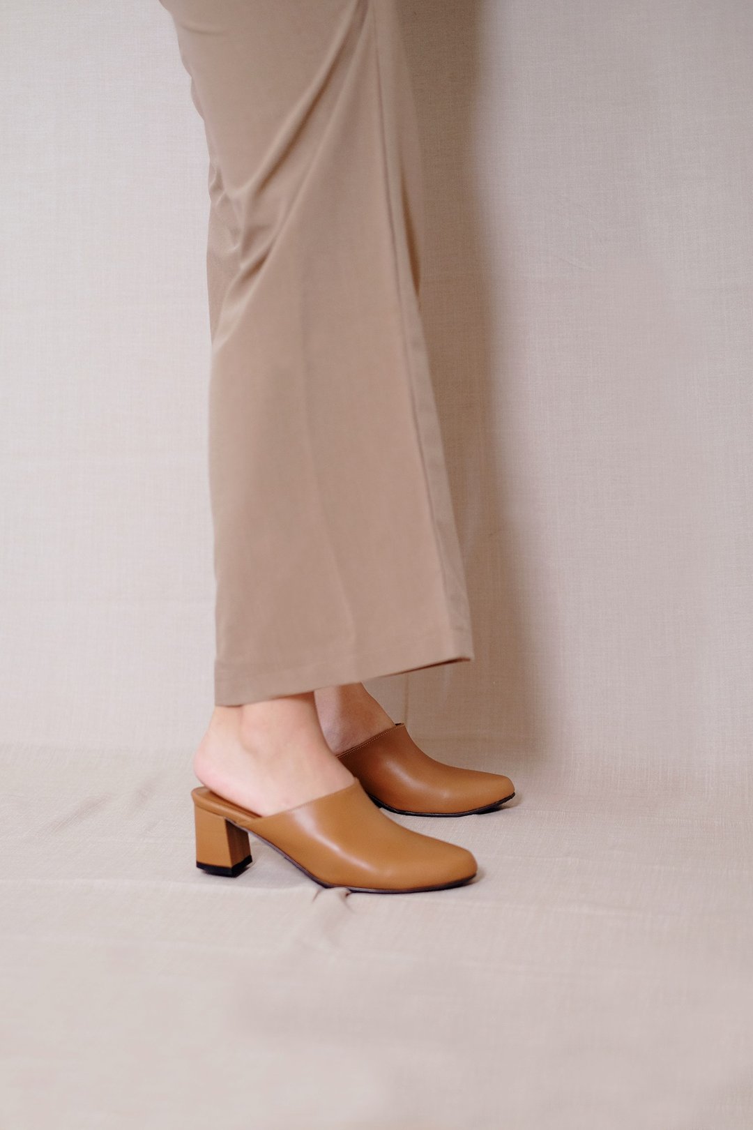 Mules Heels (典雅棕) Brown 中高跟穆勒 | WL - 穆勒鞋 - 真皮 咖啡色