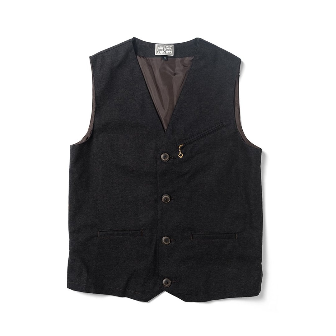 Mr. Swallow Vest - 黑咖 Dark Brown - 男装背心 - 棉 