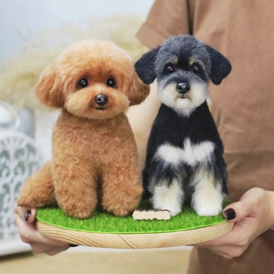 杏色贵宾犬羊毛毡宠物肖像 狗狗离世追思礼物 - 订制抱枕/饰品 - 羊毛 多色