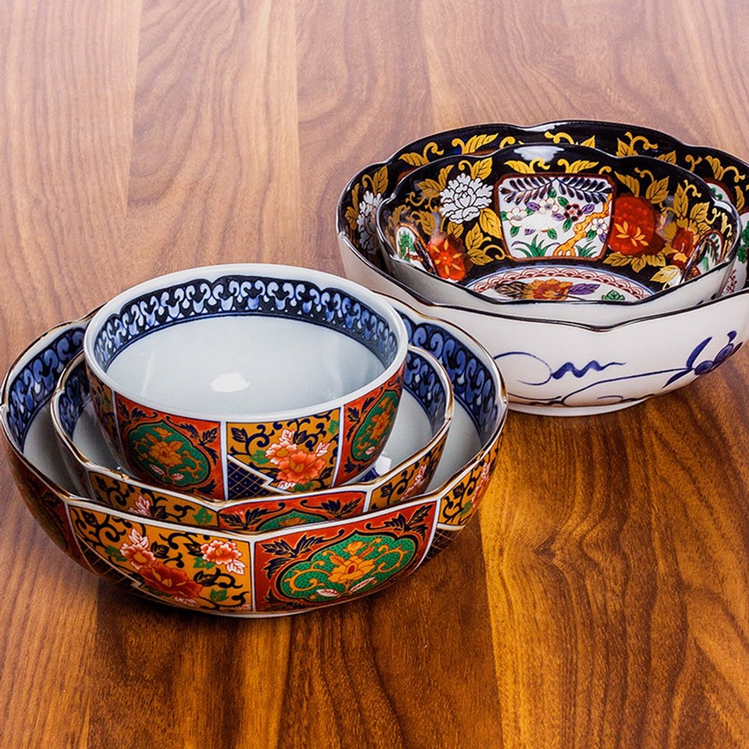日本进口古伊万里宫廷风染锦牡丹陶瓷日式餐具家用小碗面碗汤钵碗 - 碗 - 瓷 