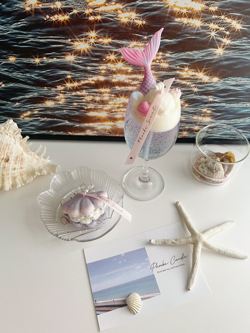 可文化币-香氛手作体验课程-人鱼雪淇啵啵蜡烛课程、贝壳马卡龙蜡 - 蜡烛/香氛 - 其他材质 