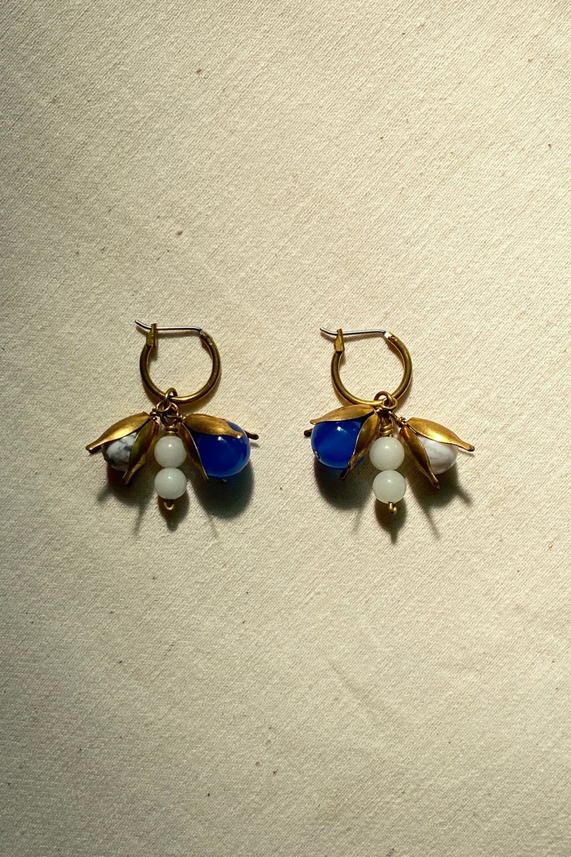蓝夜 - 黄铜耳环 - 耳环/耳夹 - 铜/黄铜 金色