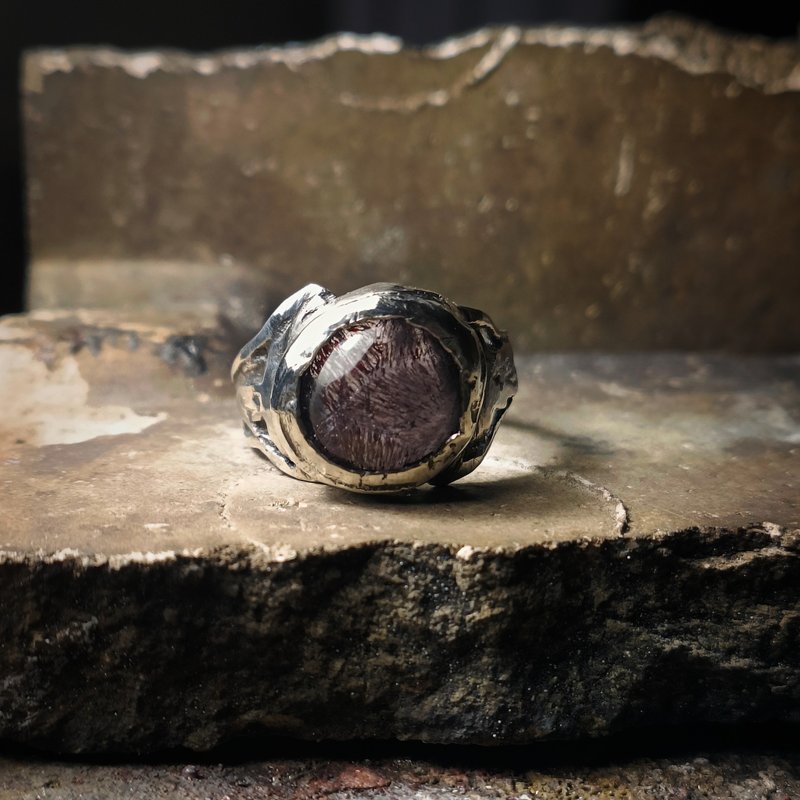 超七银戒指 - 戒指 - 宝石 红色