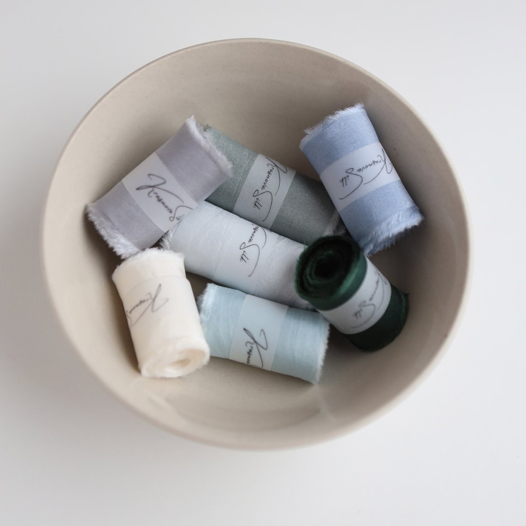 Hand Dyed Silk Ribbons | Set of 7 | Assorted Colors | Styling Bundle - 包装材料 - 丝．绢 多色