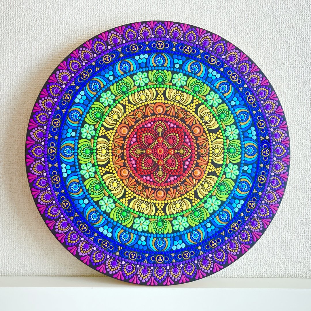 定制化彩虹脉轮 7 点曼陀罗黑色 - 海报/装饰画/版画 - 棉 多色