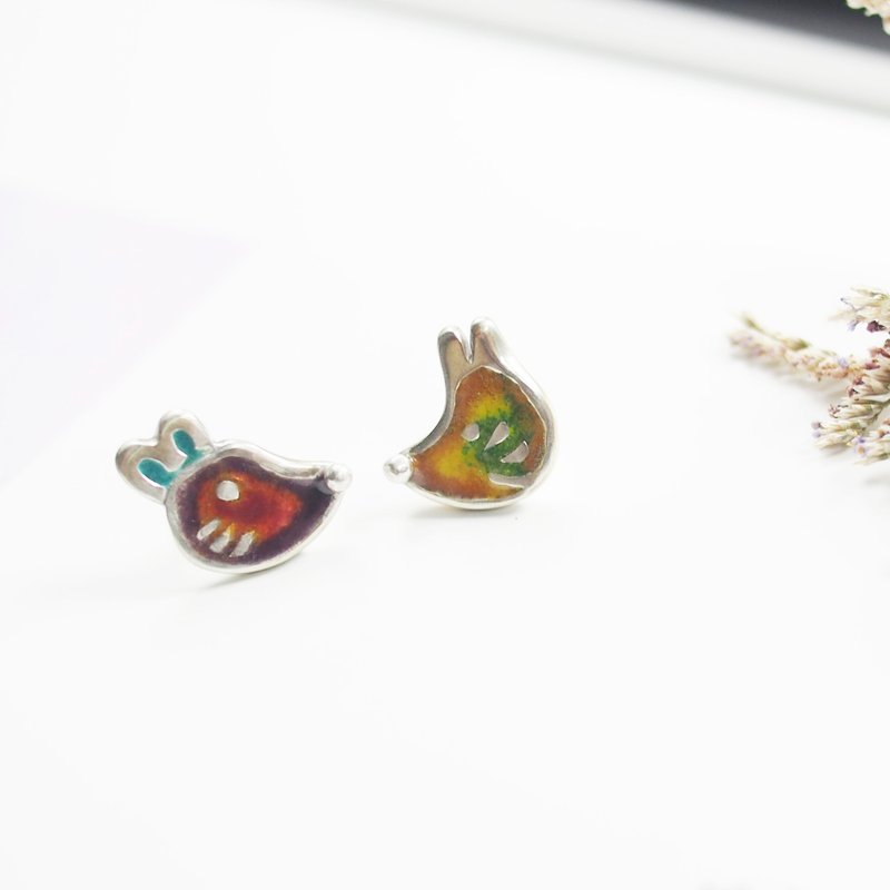 十二生肖珐琅饰品系列 鼠耳环 - 耳环/耳夹 - 珐琅 多色