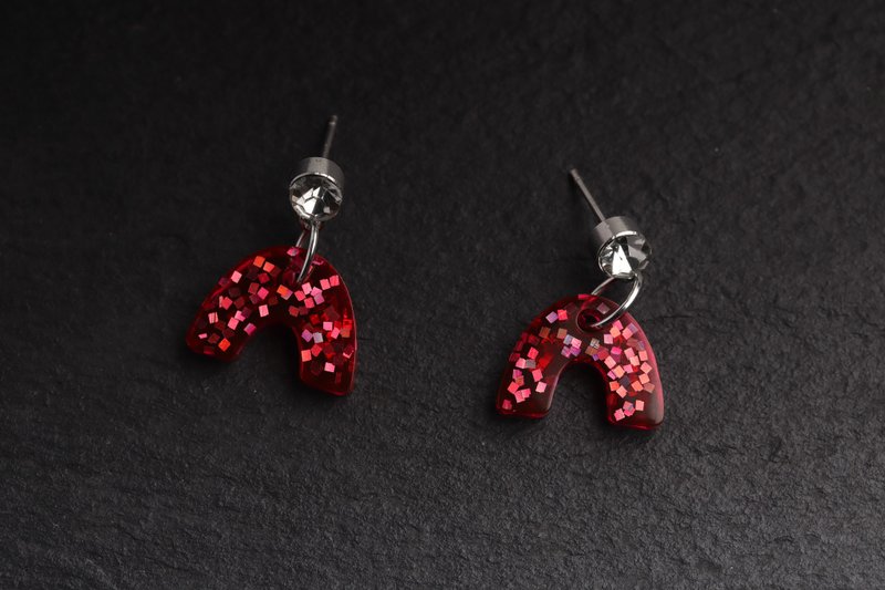 Handmade resin earrings - 耳环/耳夹 - 塑料 粉红色