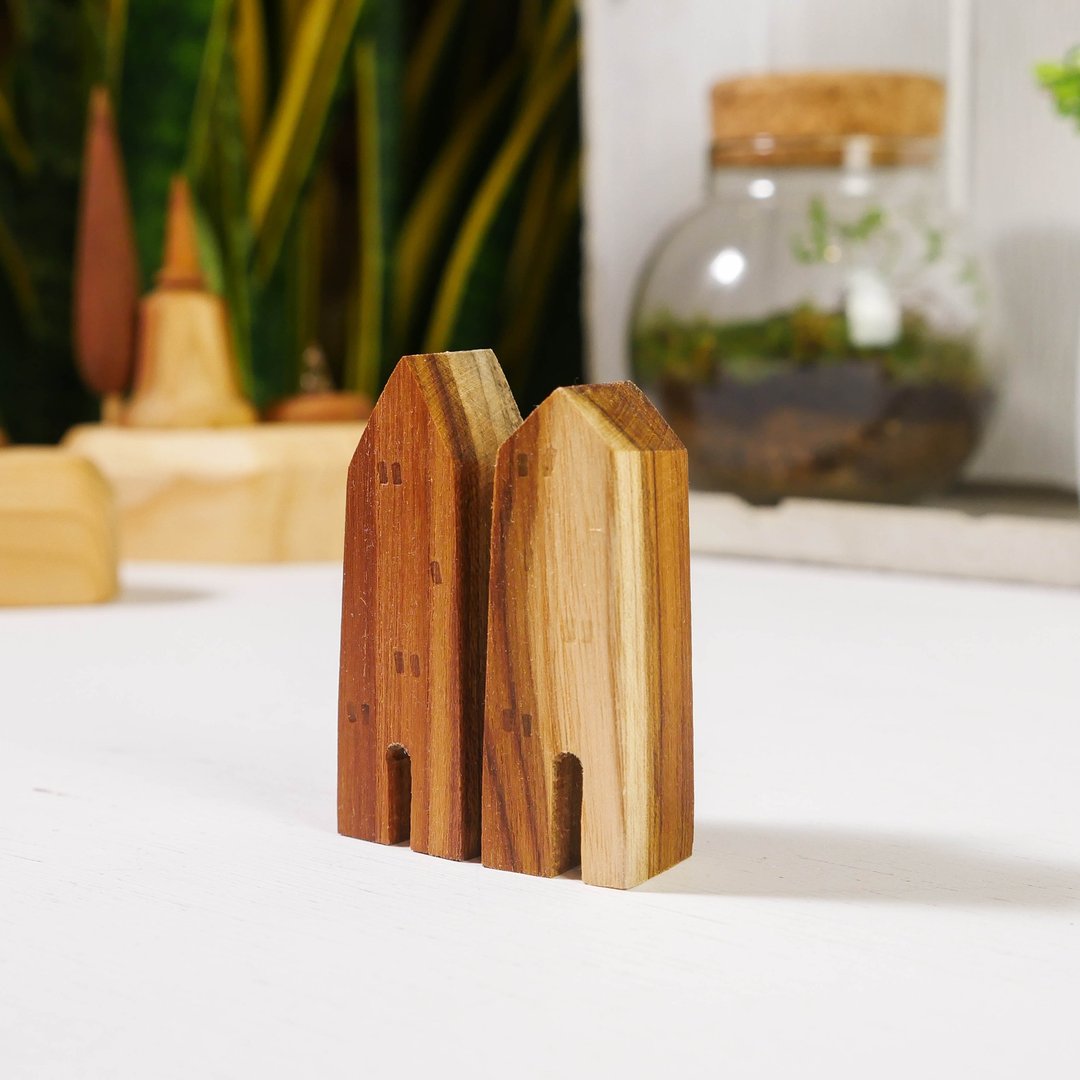 Little House (HA14) decorative items Set of 2 - 摆饰 - 木头 咖啡色