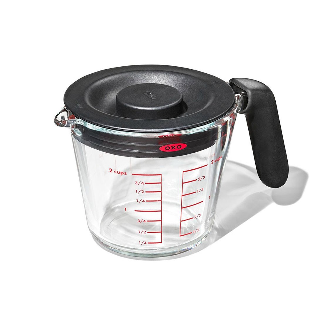 【凉夏备餐】OXO 玻璃附盖刻度量杯0.5L - 厨房用具 - 玻璃 白色