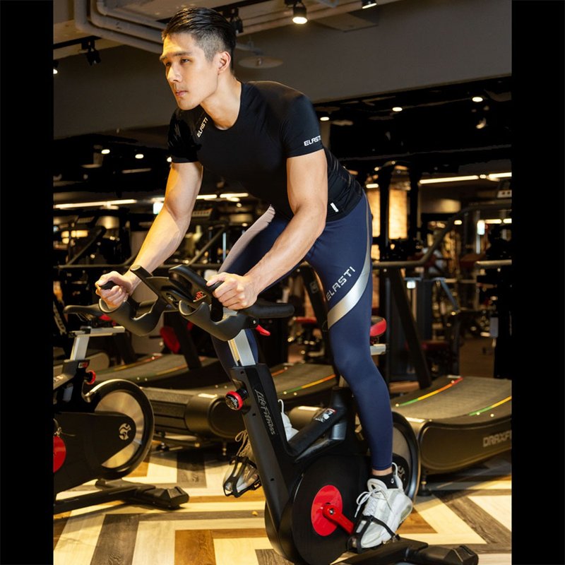 【ELASTI】男款高机能弹力接皮压缩运动裤(银河静谧蓝) - 男装运动裤 - 其他材质 蓝色