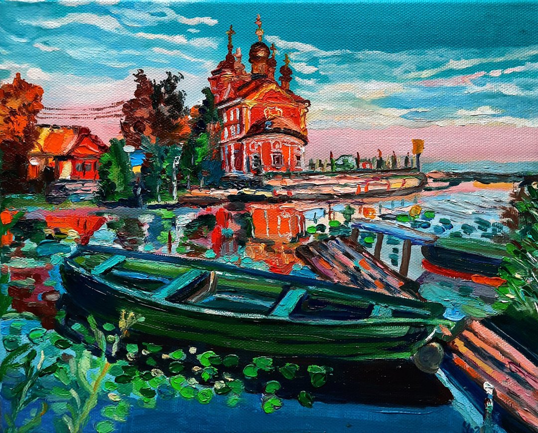 Sailboat Painting  Original Art  Oil Painting  Wall Decor Oil On Canvas - 墙贴/壁贴 - 其他材质 蓝色