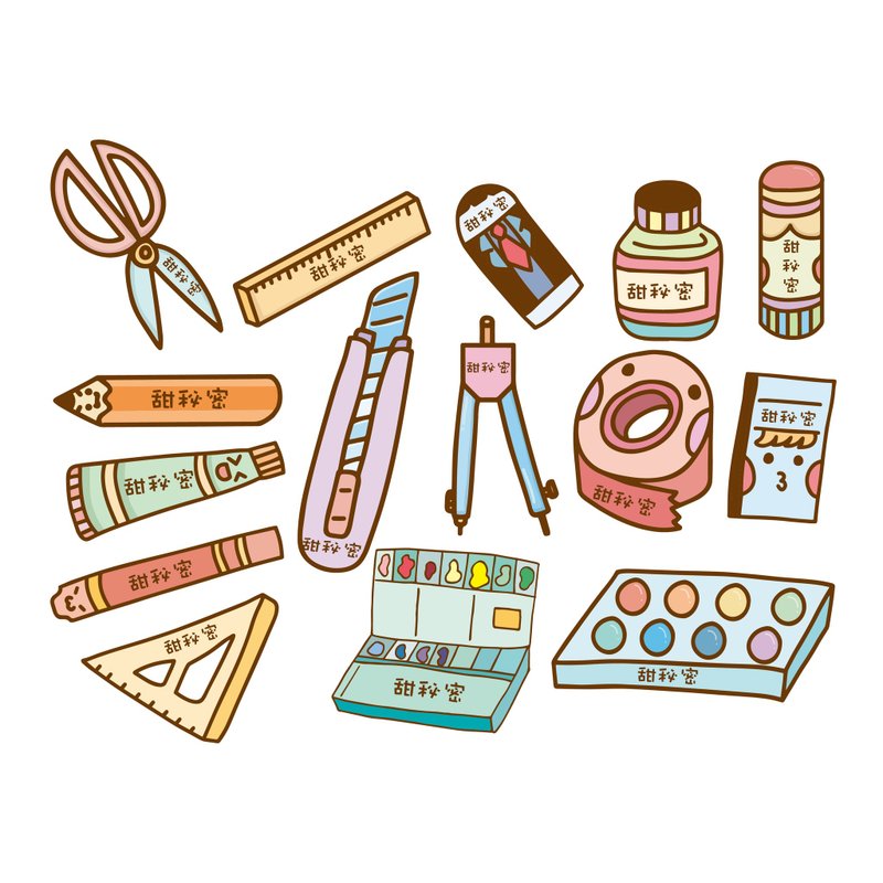 45入定制化姓名贴 / 文具款 - 贴纸 - 纸 