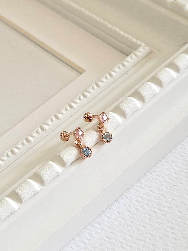 粉嫣 粉水晶转珠耳环 - 耳环/耳夹 - 水晶 粉红色