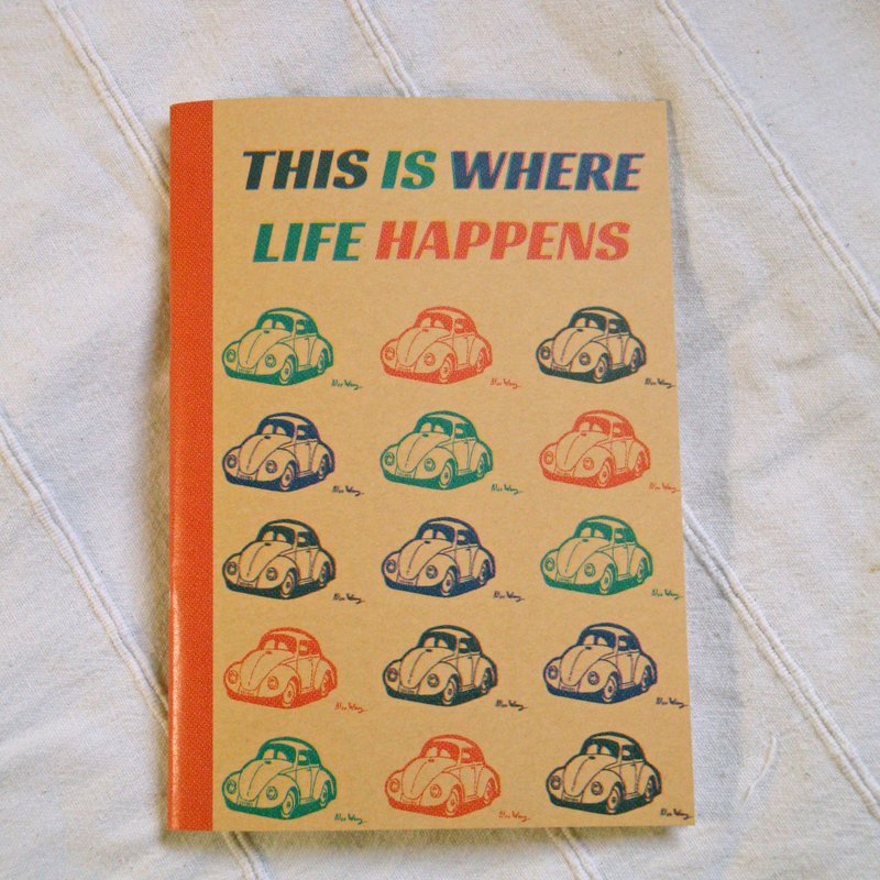 40页笔记本 / 骑马钉装A5尺寸 / 金龟车 / 牛皮纸封面红色款 - 笔记本/手帐 - 纸 