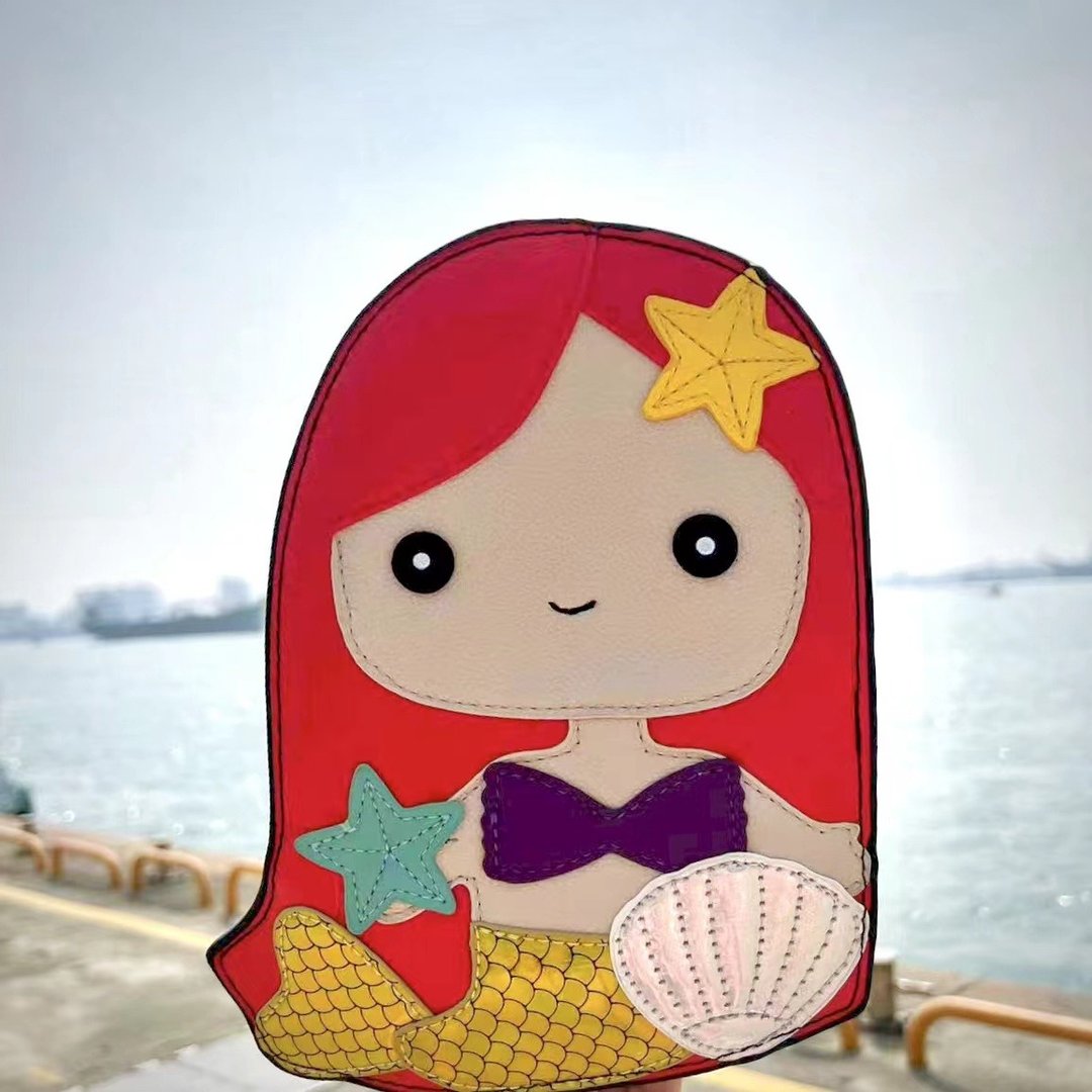 橘发美人鱼公主童趣造型斜背包/斜背包/手机包 - 侧背包/斜挎包 - 人造皮革 红色