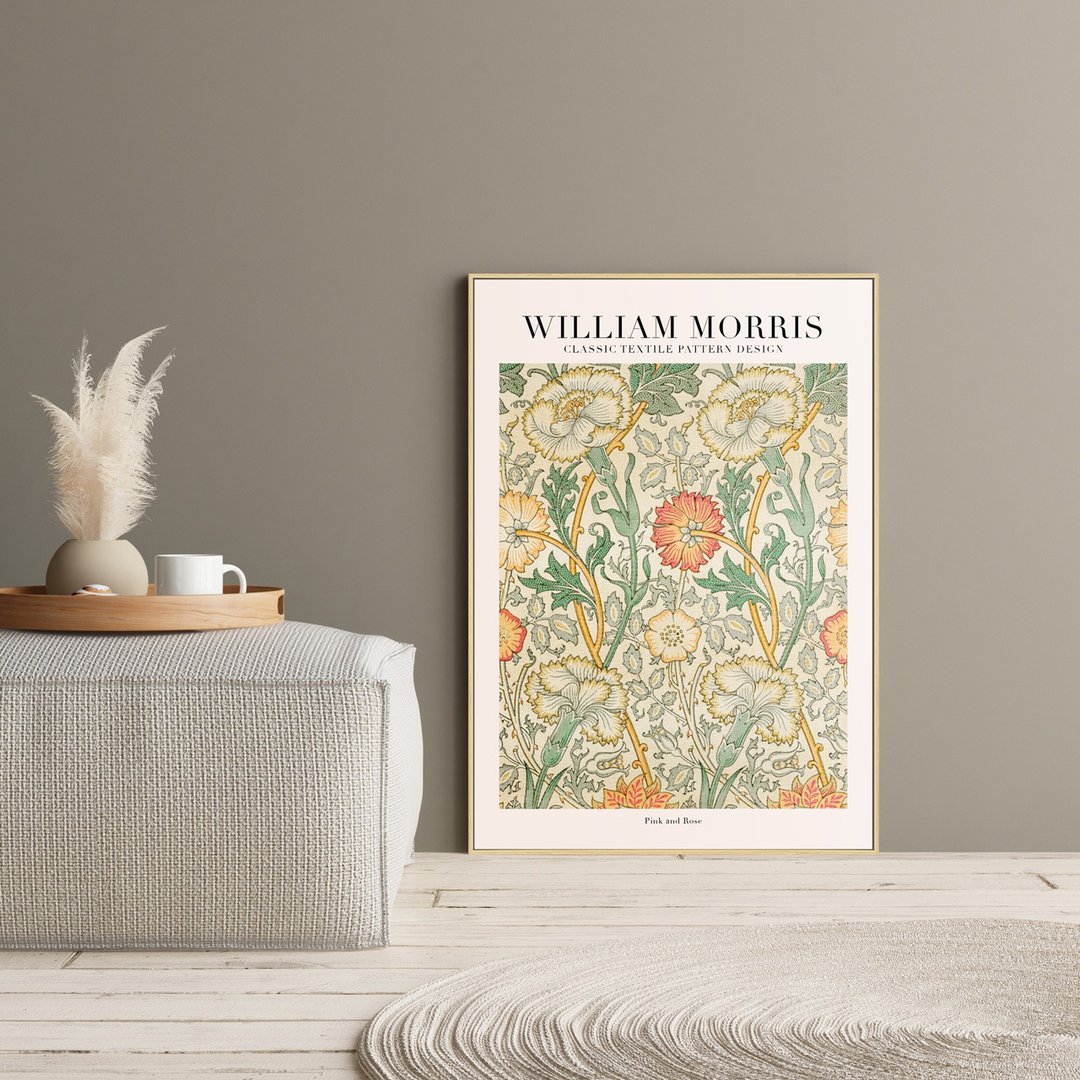William Morris Pink and Rose - 春天质感花卉插画/19 世纪复古质 - 海报/装饰画/版画 - 棉 多色