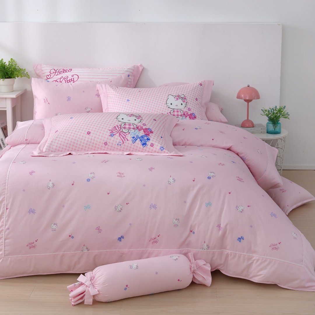 Hello Kitty-床包两用被四件组-蝴蝶结-两色-台湾制造 - 寝具 - 棉 