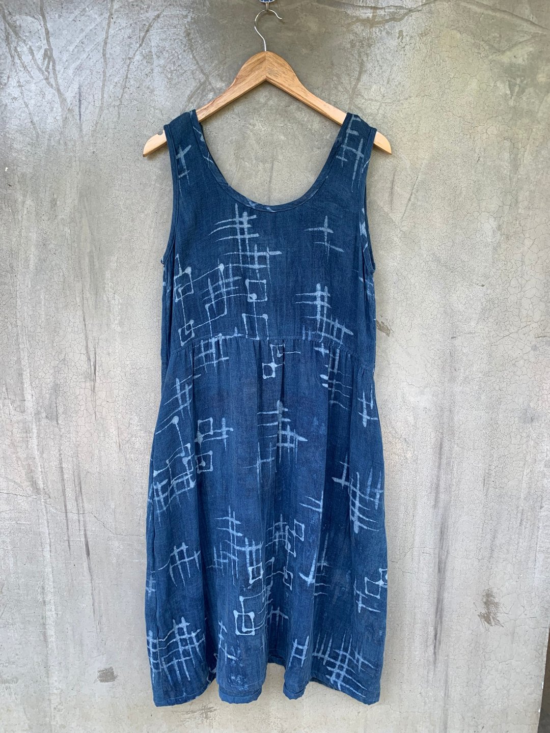 Indigo batik duende dress - 洋装/连衣裙 - 棉 