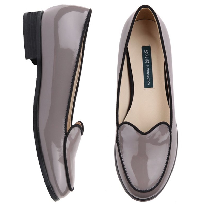 SPUR 约漆皮平底鞋 HS8041 GREY - 女款牛津鞋/乐福鞋 - 真皮 灰色