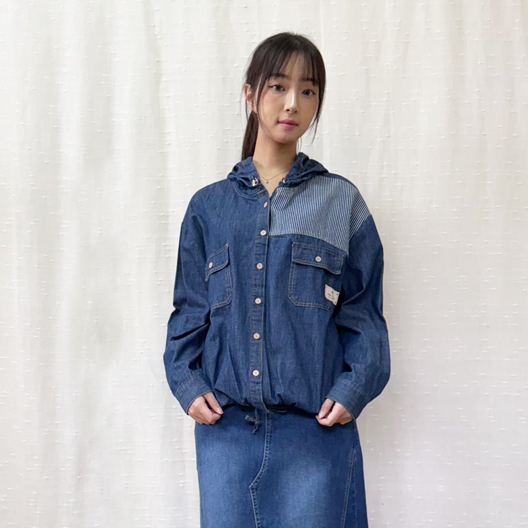 牛仔收口衬衫 - 女装衬衫 - 其他材质 