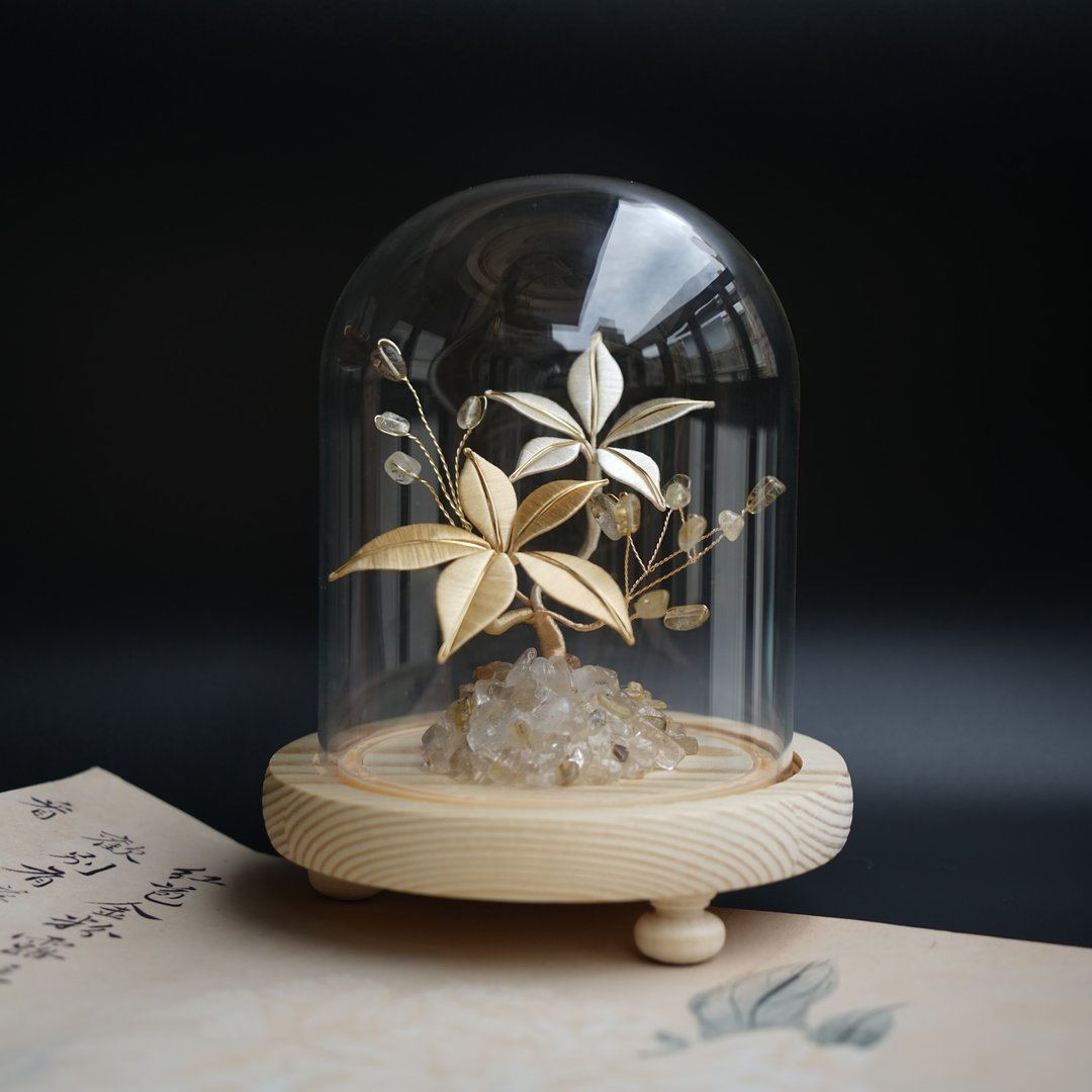 【禄锦】缠花 春仔花 永生花 水晶树 | 钛晶 白水晶 发财树 - 摆饰 - 水晶 金色