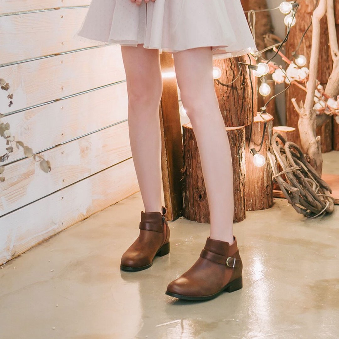现货 零修图+5cm美腿内增高莱卡短靴Short Boots - 女款短靴 - 其他人造纤维 