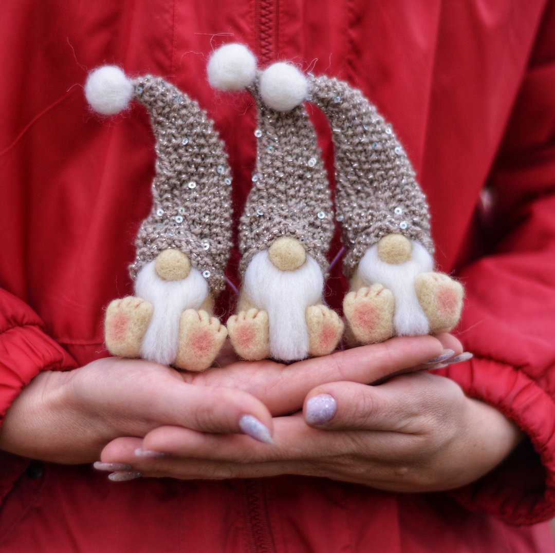 Christmas tree gnome/Funny ornament/Christmas clearance/Holiday gnome - 玩偶/公仔 - 羊毛 