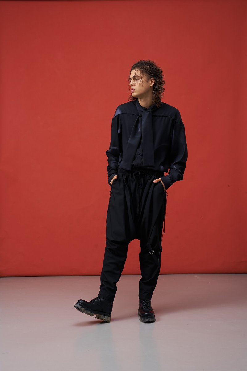 低档裤/中性/解构可定制/春夏款/INF/SS25 - 男士长裤 - 聚酯纤维 黑色