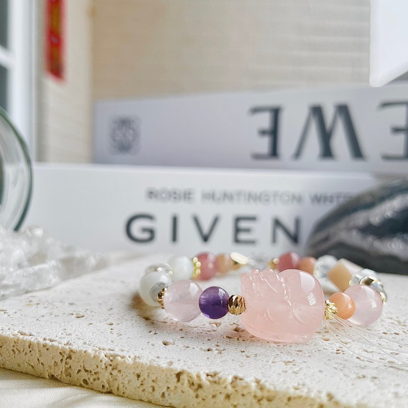 粉黛花园 高冰粉水晶貔貅 开运水晶 紫水晶 草莓晶 橙月光  招桃 - 手链/手环 - 水晶 多色