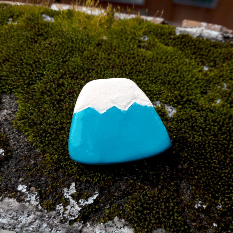 手作手绘动物别针【富士小山】 - 胸针 - 粘土 蓝色