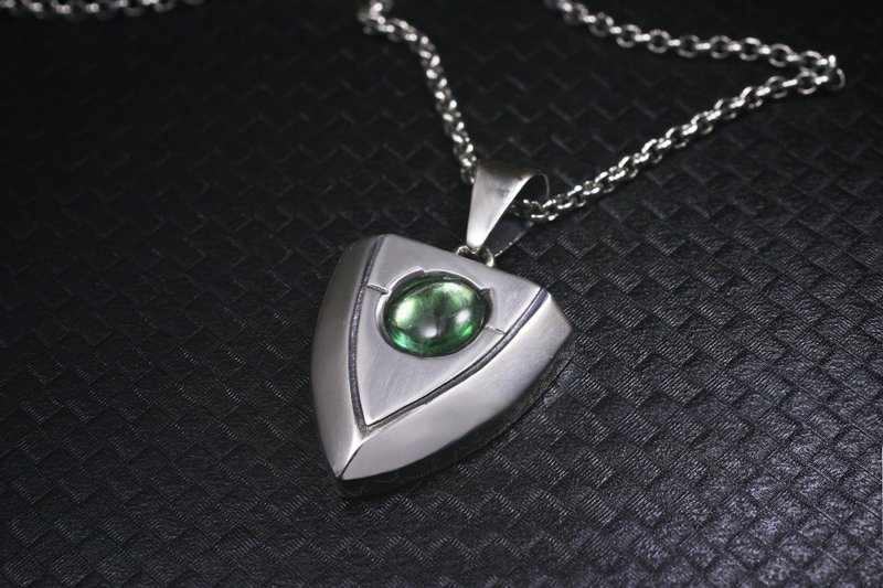 【提摩爷爷工坊】盾之勇者成名录 绿碧玺(电气石)925纯银坠 - 项链 - 宝石 绿色