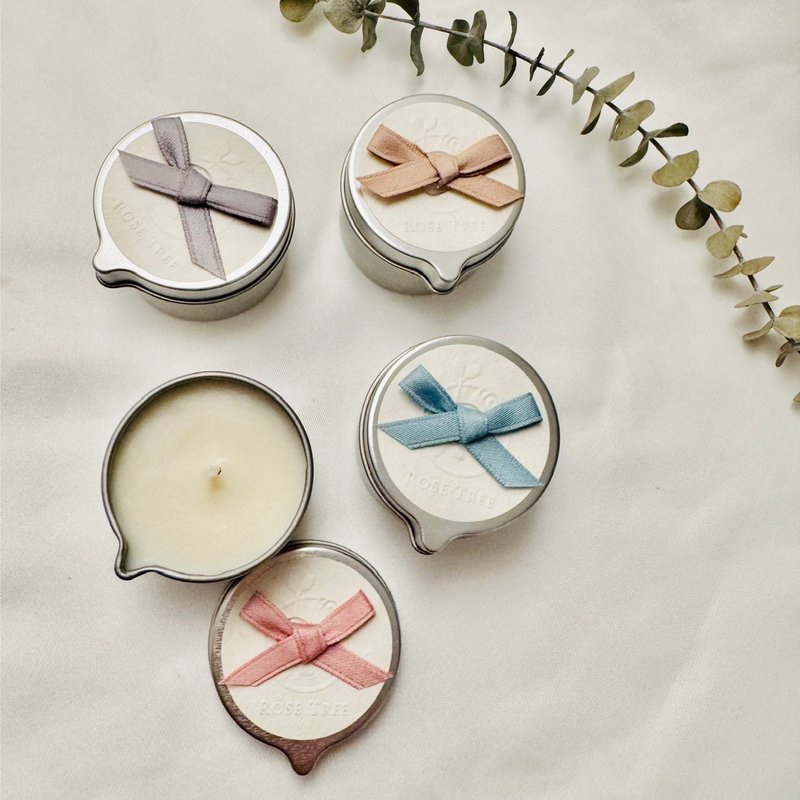 【Rose Tree】芳疗按摩蜡烛。天然精油。放松按摩冥想。低温蜡烛 - 蜡烛/烛台 - 蜡 粉红色