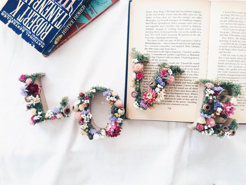 【好花】字母花 定制情人节礼物 干燥花 开幕花礼(单一字母) - 摆饰 - 植物．花 粉红色