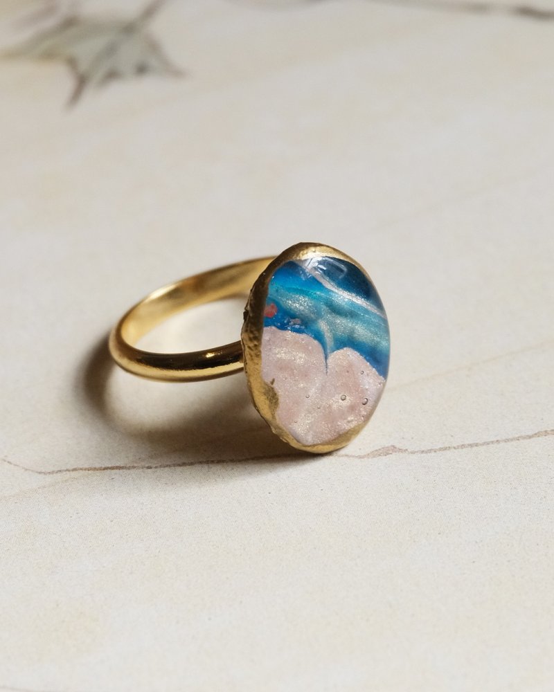 自由尺寸戒指 海边的宝石 - 戒指 - 其他材质 蓝色