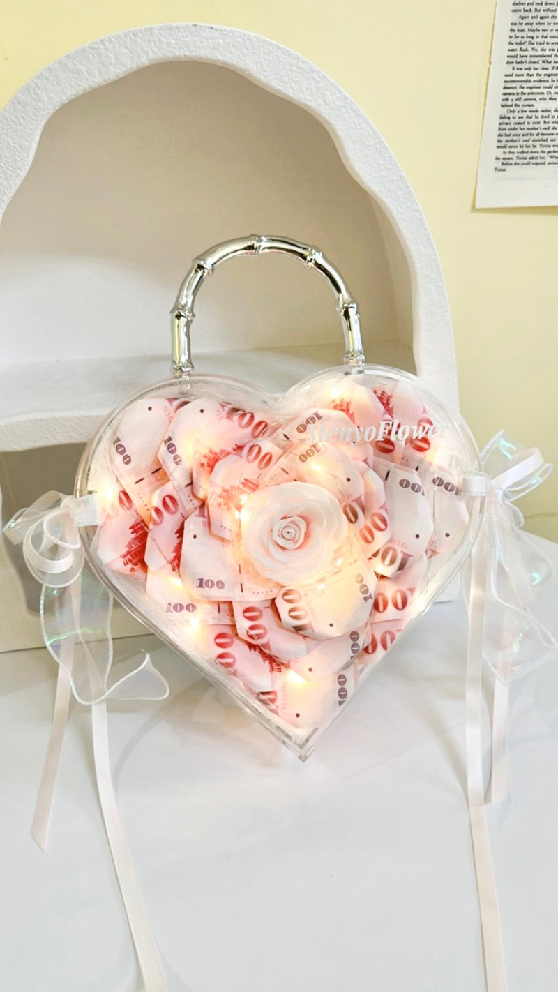 【圣诞礼物】镜面爱心花盒 爱心钞票 生日礼物 售价含现金一千二 - 干燥花/捧花 - 植物．花 