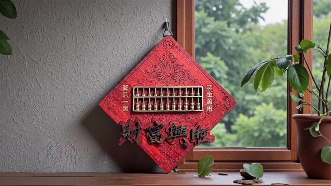 财富兴旺 // 金算盘雕花挂饰 // 安心出货 - 墙贴/壁贴 - 木头 