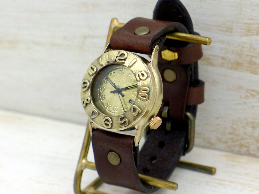 Handmade Watch Index1-B-DATE Mens 32mm Brass DATE (Date Display) (64B-DATE) - 男表/中性表 - 铜/黄铜 金色