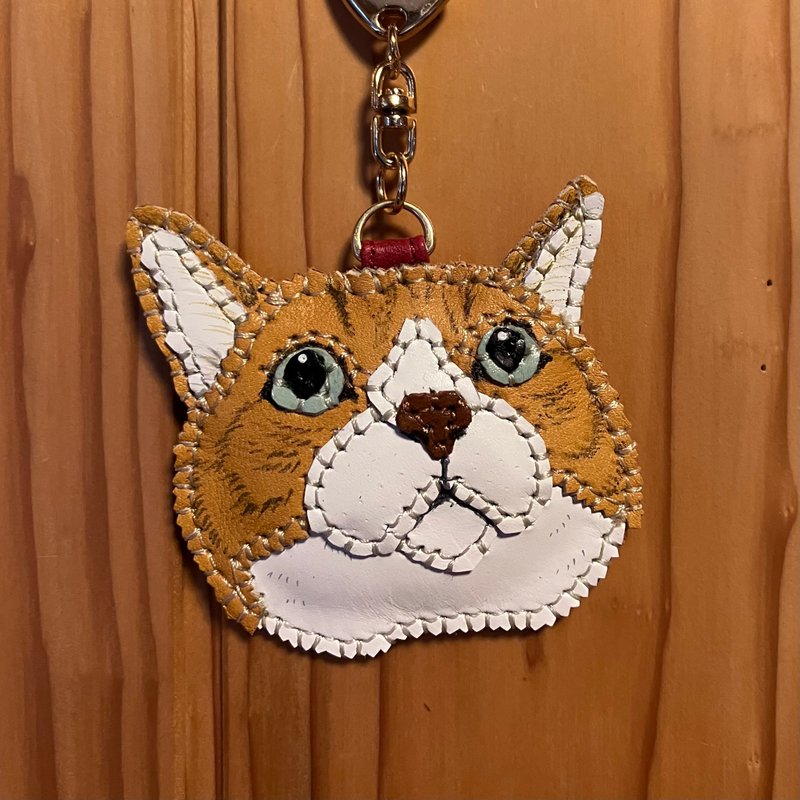 仰望的虎斑白猫先生 - 吊饰 - 真皮 多色