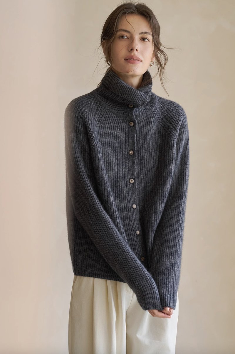 法式极简 浣熊毛绒感针织开衫毛衣 - 女装针织衫/毛衣 - 其他材质 多色