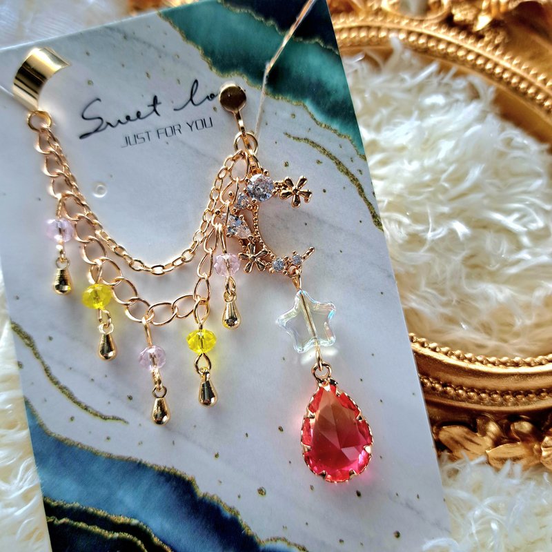 原创耳骨夹耳环-星河欲坠时_拂晓 - 耳环/耳夹 - 其他金属 粉红色