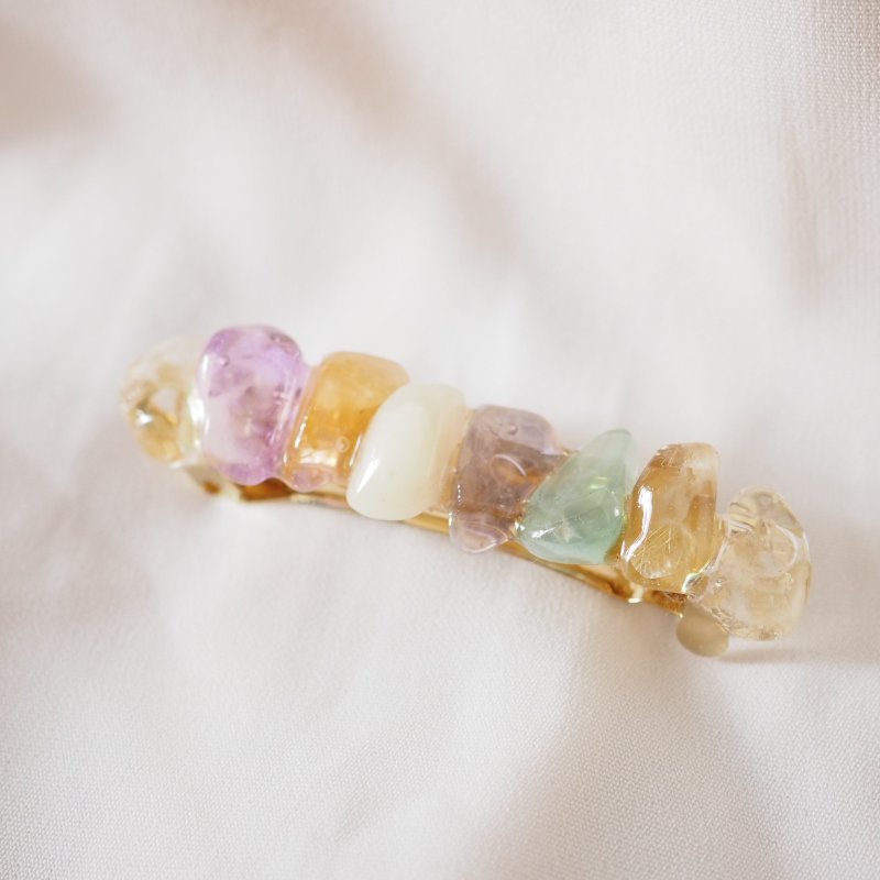 天然石发夹 - 发饰 - 贝壳 灰色