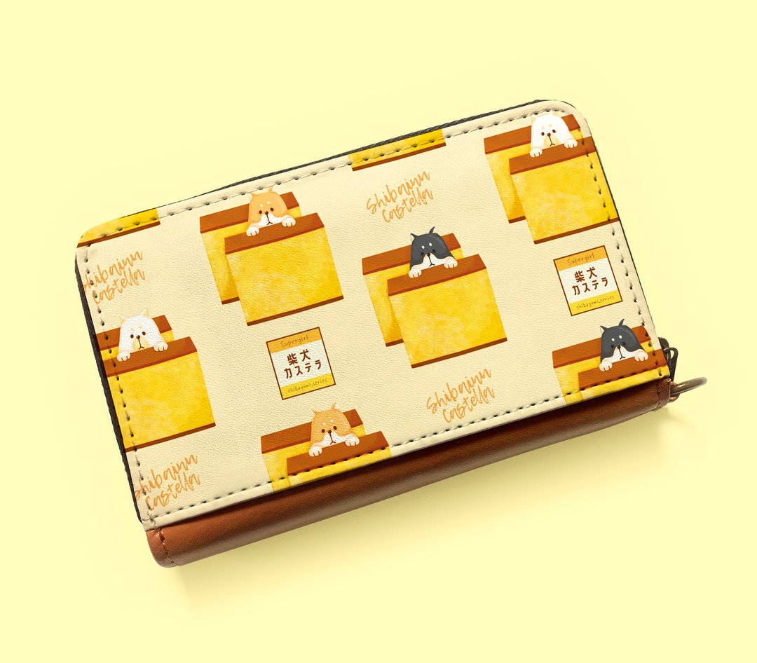 Shiba Inu Castella Pass & Coin Case - 零钱包 - 人造皮革 橘色