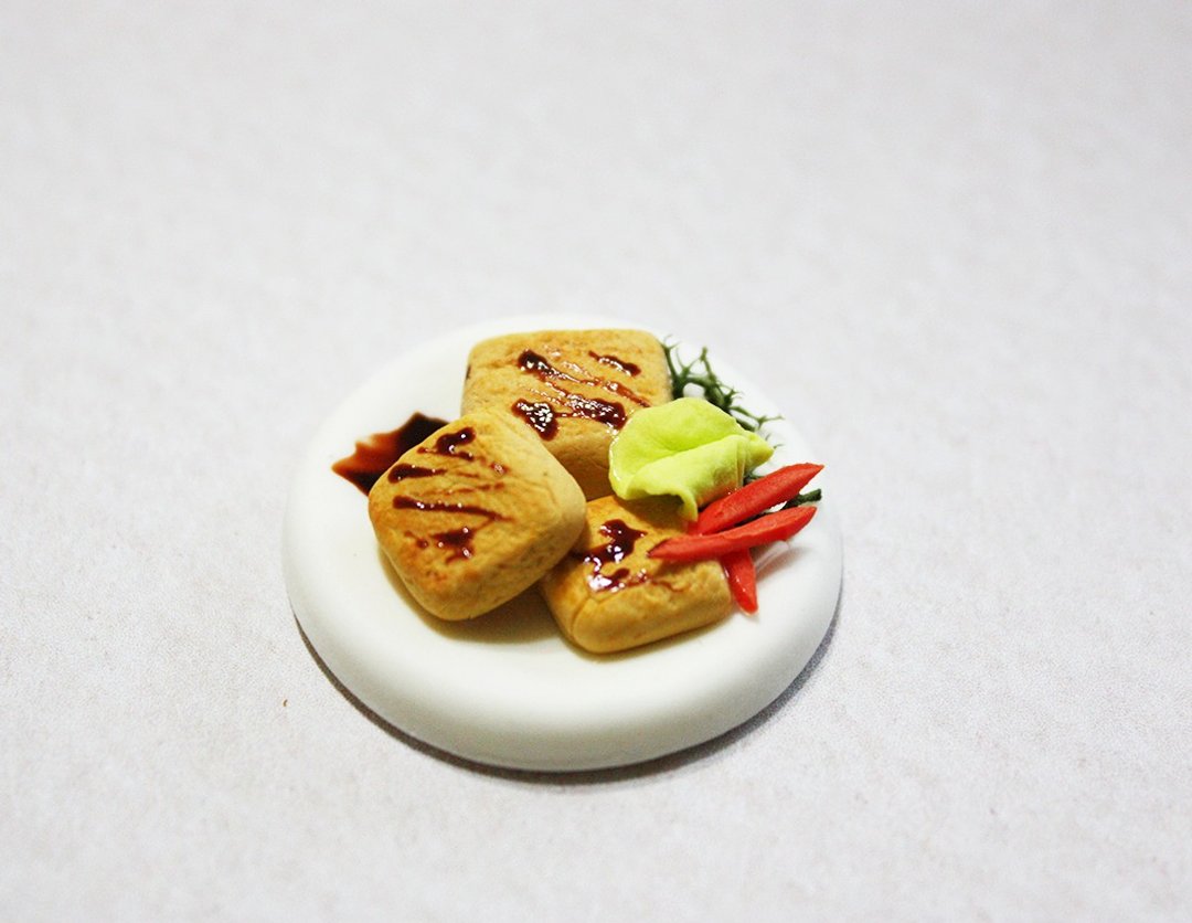 台湾美食来盘臭豆腐磁铁 - 冰箱贴/磁贴 - 粘土 橘色