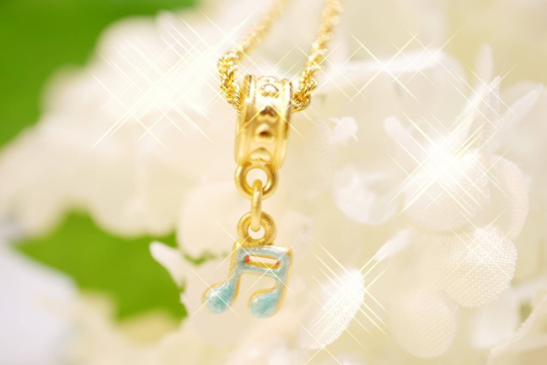 跳动音符(水蓝&粉)-硬金工艺 - 项链 - 24k 金 金色