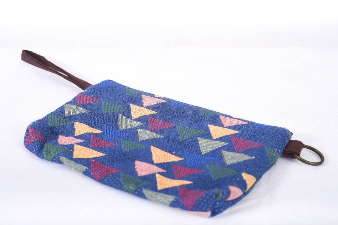 Blue color,aztec style pencil case pouch Dye indigo zipper bag cosmetic pouch co - 化妆包/杂物包 - 棉 蓝色